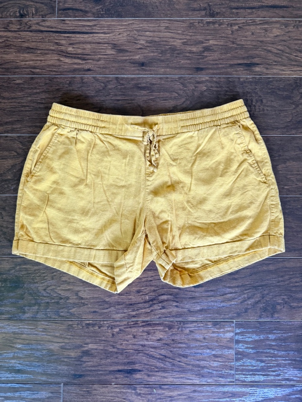 Old Navy Yellow Linen Blend Drawstring Pull On Shorts Size Large